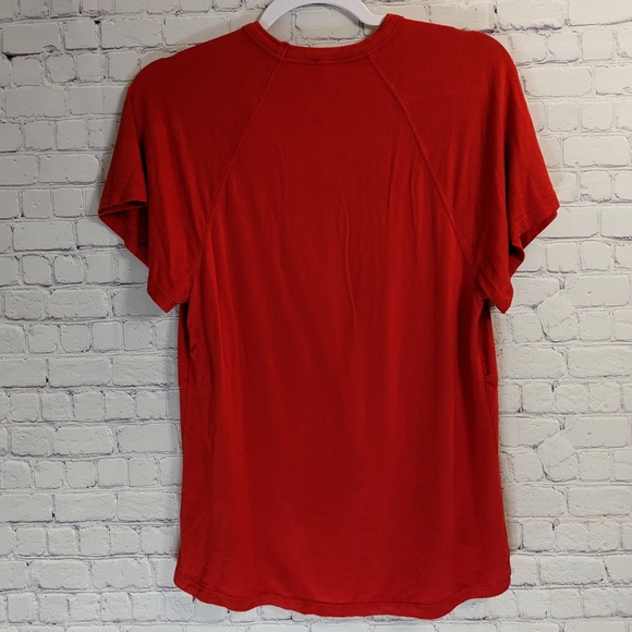 Free People Just a Twist Red Suplice Neckline Top Medium EUC - Picture 5 of 11